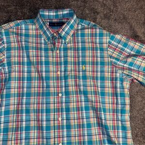 Ralph Lauren Blue and Yellow Casual Button Down Shirt long sleeve